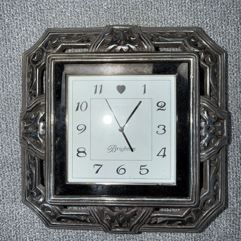 Brighton Silver Plated Tango Square Desk Clock No Battery Travel 4